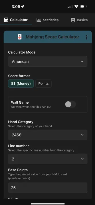Mahjong Calculator (American) screenshot 1