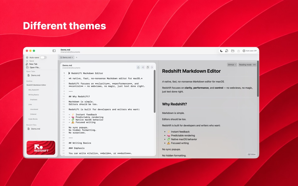 #3. Redshift Markdown (macOS) By: Robin Ellingsen