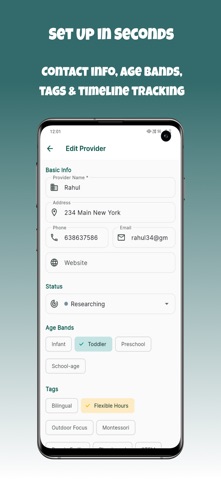 WaitNest: Daycare Waitlist App iPhone screenshot