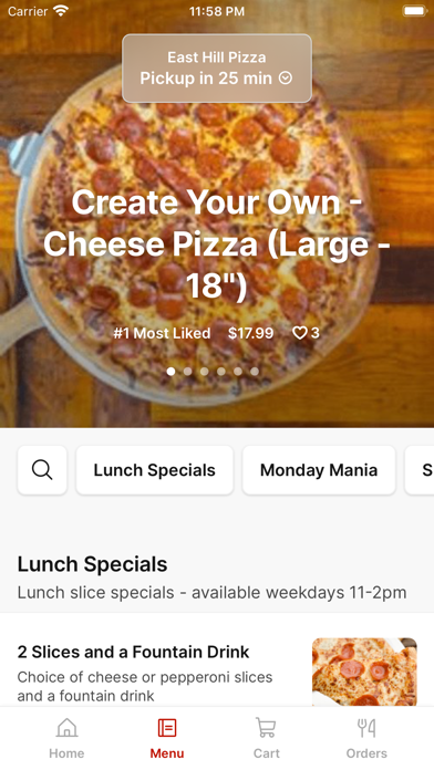 East Hill Pizza To Go iPhone screenshot 2 - Food & Drink app