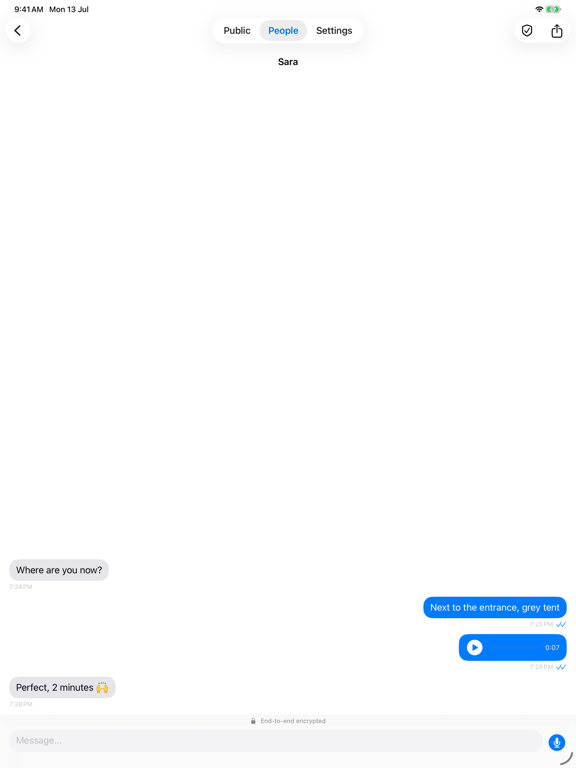 NoNet Chat iPad screenshot