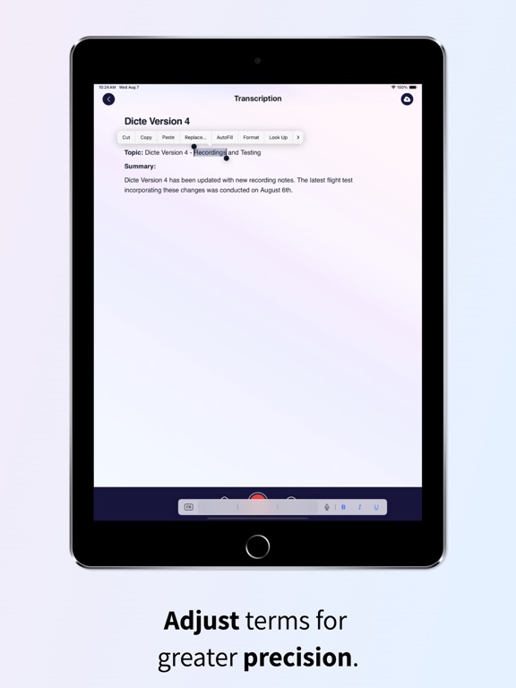 Dicte: AI Meeting Assistant iPad screenshot 4 - Productivity app