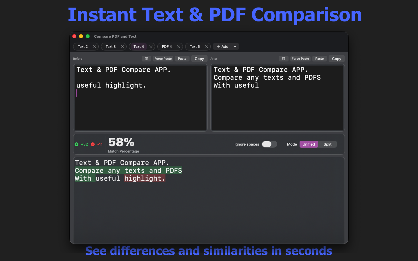 Compare PDF and Text