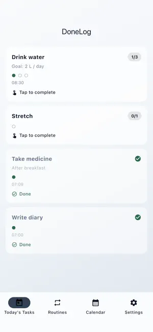 Done Log - Routine Tracker screenshot 1