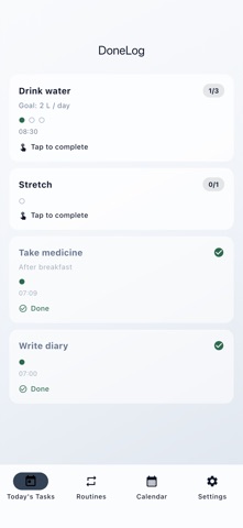 Done Log - Routine Tracker Screenshot 1 of 6