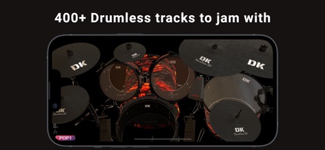 DrumKnee 3D Drums - Drum set - 400以上のドラムレストラックライブラリと、ジャンル選択機能を通じて、ユーザーは様々な曲に合わせて練習し、演奏を楽しめます。