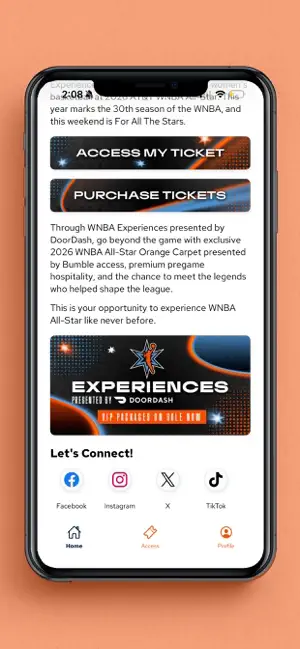 WNBA Events App iPhone screenshot 2