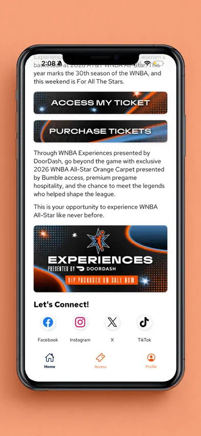 WNBA Events App screenshot 2