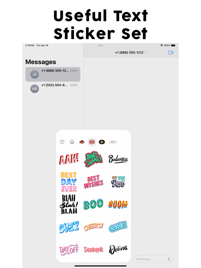Useful Text Stickers Set