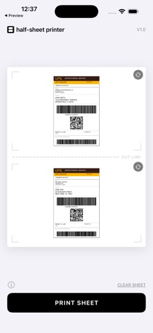 Half-Page Label Printer iPhone screenshot