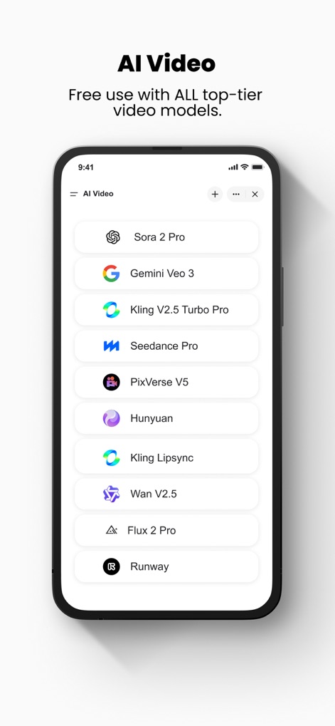 Genspark AI Workspace - AI動画機能では、Sora 2 ProやGemini Veoなど、市場をリードする様々な動画生成モデルが一覧で提供され、ユーザーはモデル選択リストと、各モデルのロゴや名称表示から、これらの最先端ツールを活用して、多様な動画コンテンツを自由に作成できます。