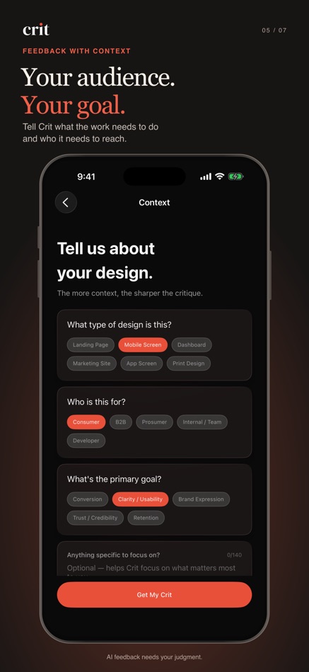 #5. Crit: AI Design Advisor (iOS) Af: IDYeah Studio LLC