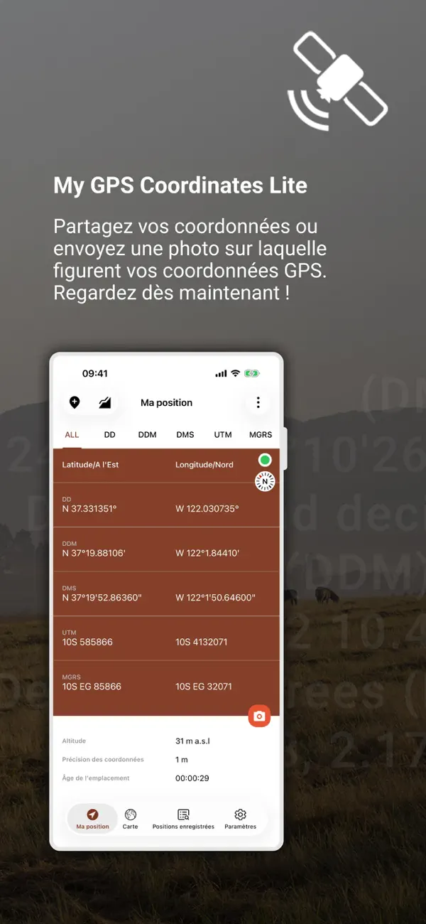 Screenshot #1 pour GPS Coordinates Lite