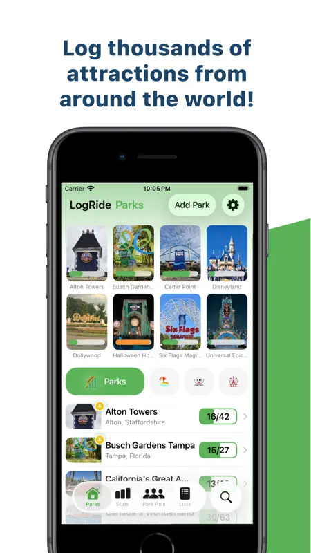 LogRide - Theme Park Tracker screenshot 1 of 9