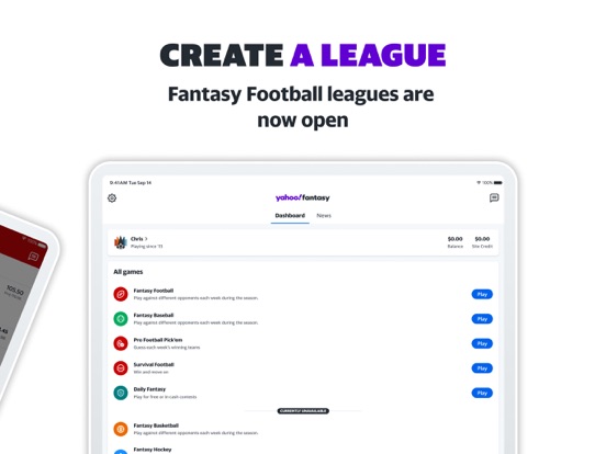 Yahoo Fantasy: Football & more iPad app afbeelding 2