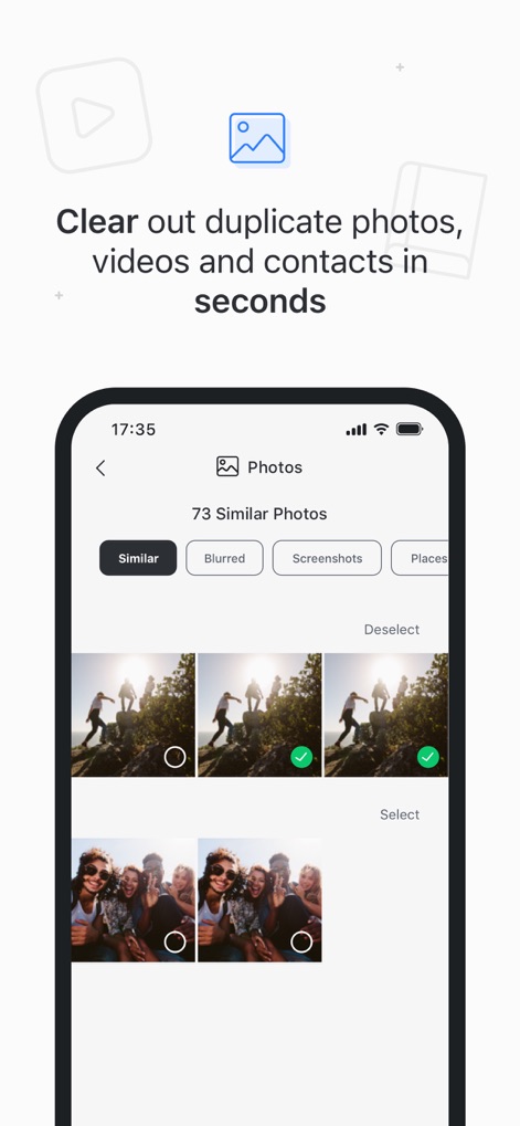 TotalAV - Explore how the app identifies "73 Similar Photos" and provides easy selection with checkboxes for efficient device cleanup.