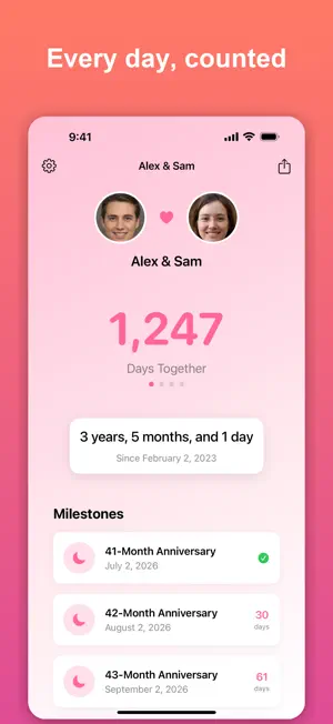 Milestones: Love Days Counter screenshot 2