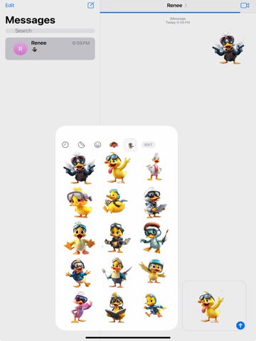 Diving Duckling Stickers iPad screenshot