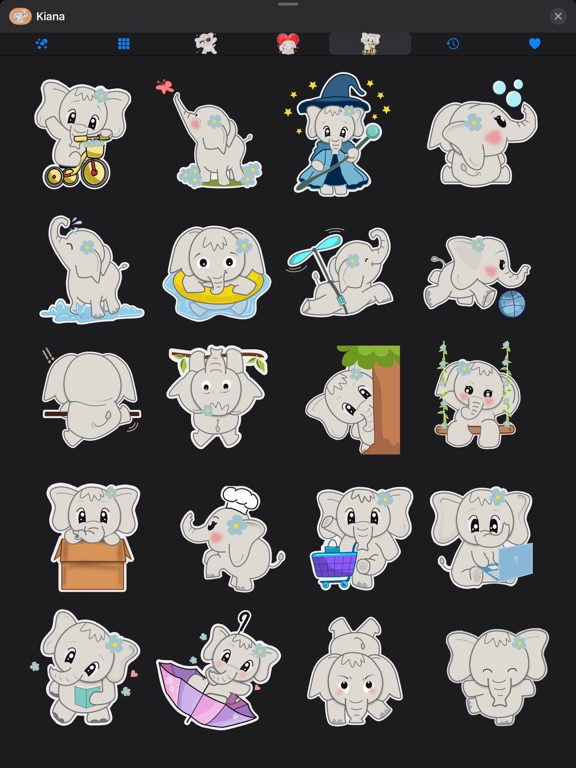 Cute Elephant Stickers - Kiana iPad screenshot 6 - Stickers app