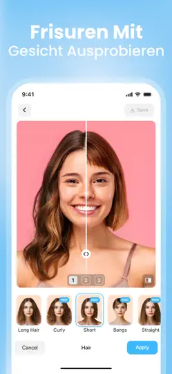 Screenshot von KI Frisuren Testen - Haare App auf dem iPhone 6
