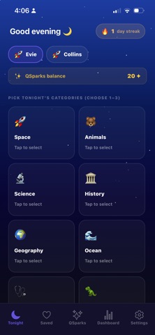 Qurio: Bedtime Facts iPhone screenshot
