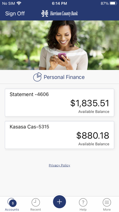 Harrison County Bank Mobile Screenshot