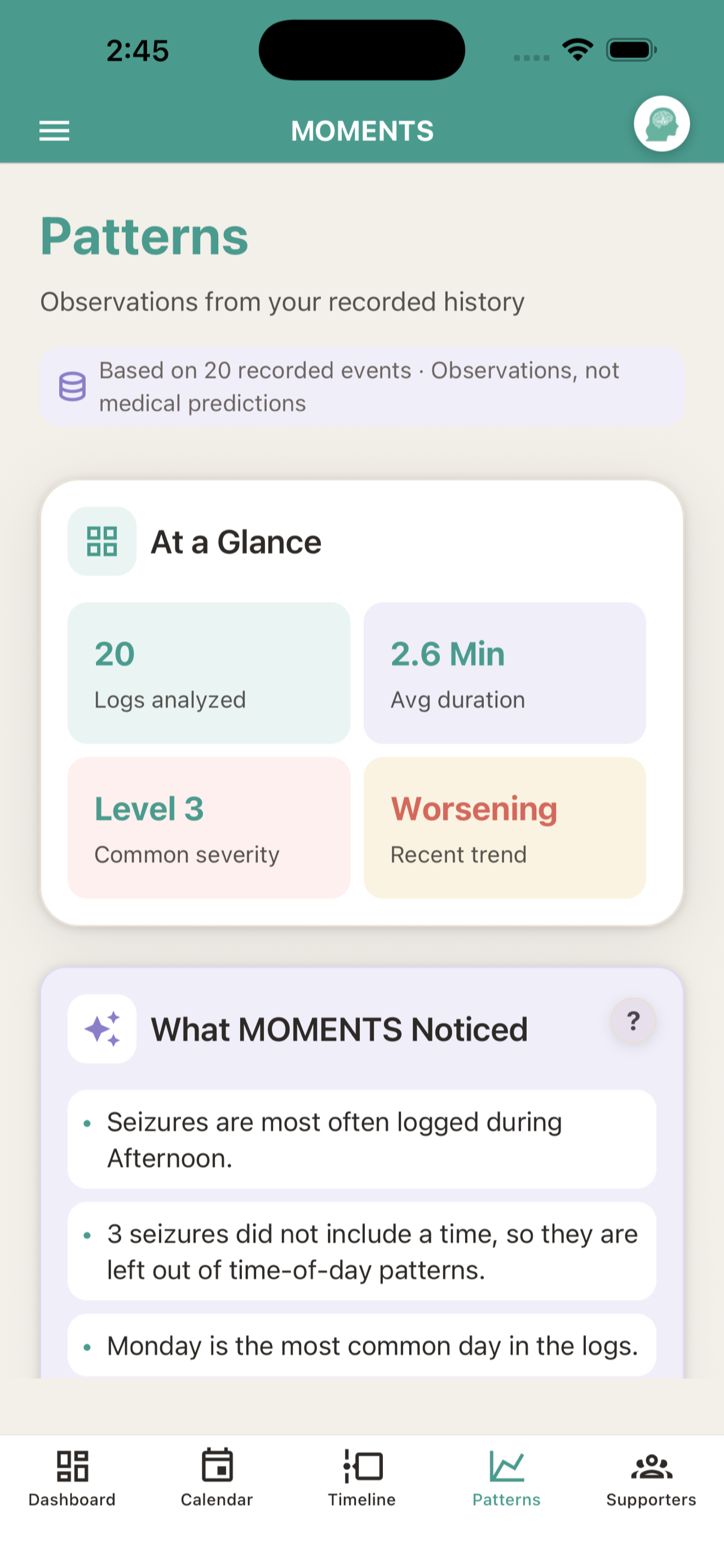 MOMENTS: Seizure Tracker screenshot 3
