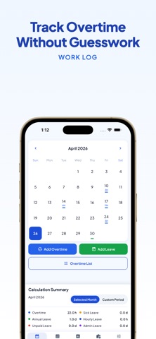 Overtime Tracker - Time&Leave Screenshot 1 of 4