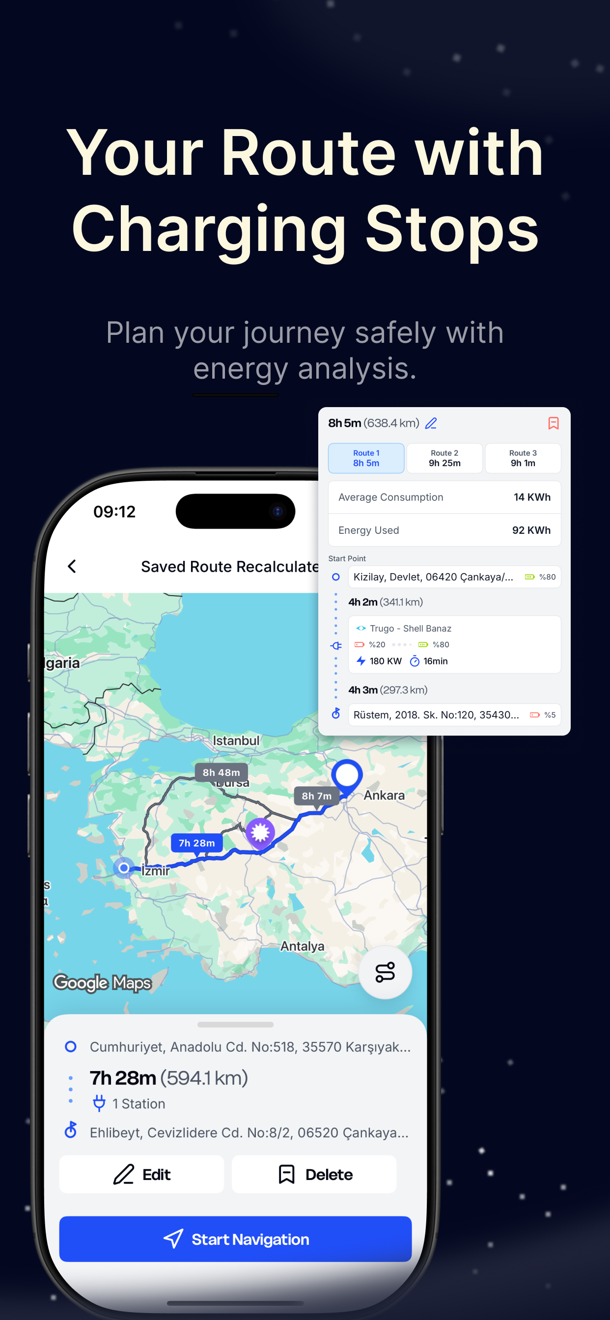 EVRoute - EV Charging & Routes