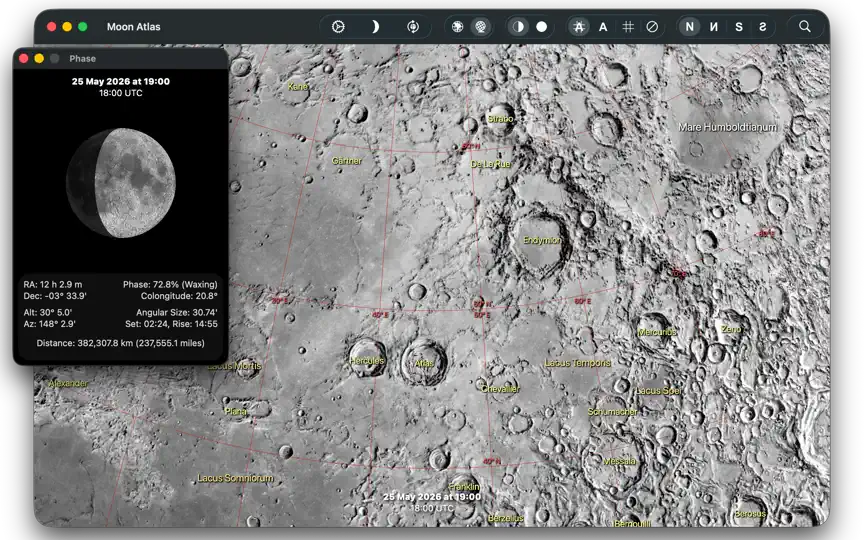 Captura de pantalla de Moon Atlas en iPhone 6