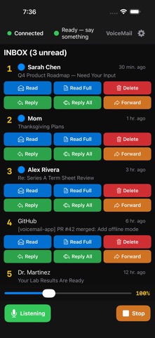 VoiceMailApp screenshot
