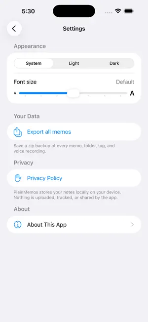 PlainMemos screenshot 2