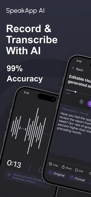 Screenshot of SpeakApp AI: Voice Notes