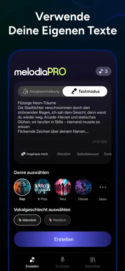 Screenshot von Melodia - Musik Mit KI Machen auf dem iPhone 6