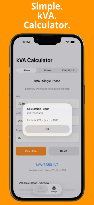 The kVA Calc Screenshot 1 of 4