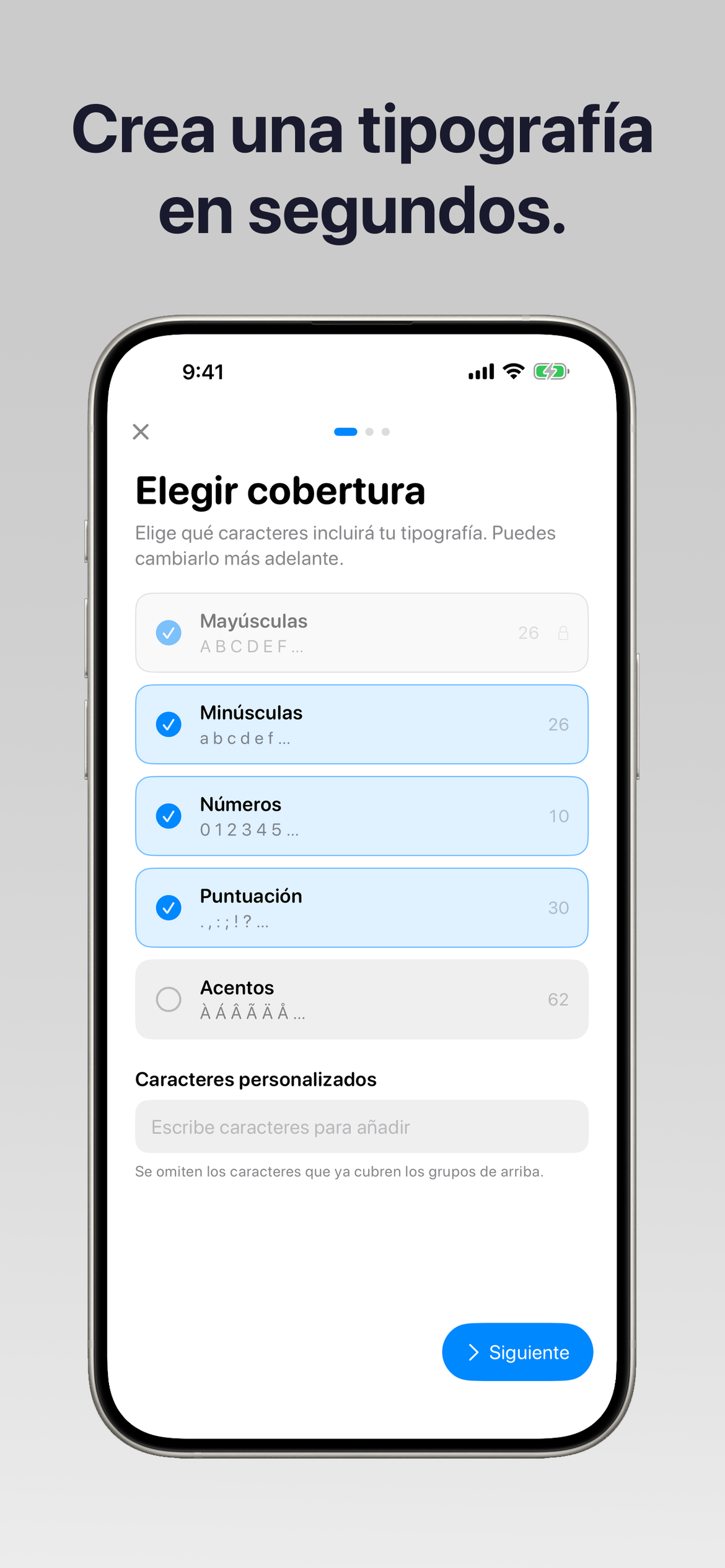 Empieza una tipografía en segundos