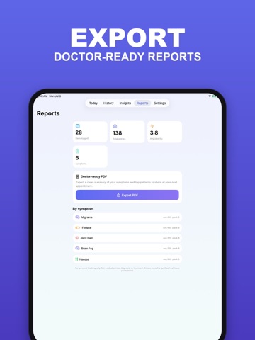 Symptom Tracker: Flare Log iPad screenshot