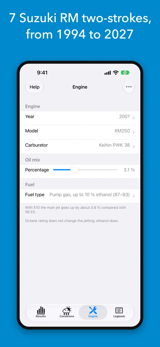 Jetting for Suzuki RM 2T bikes screenshot 6