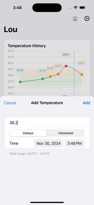 Fever Log - Track Fever & Meds screenshot 2