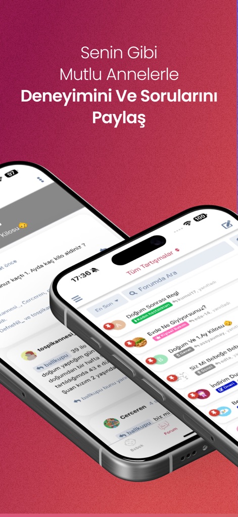 Happy Kids • Bebek Gelişimi - Gli utenti possono condividere esperienze e trovare risposte all'interno di una comunità vivace, come mostrato dalle discussioni aperte sui vari argomenti e dai commenti degli altri genitori.