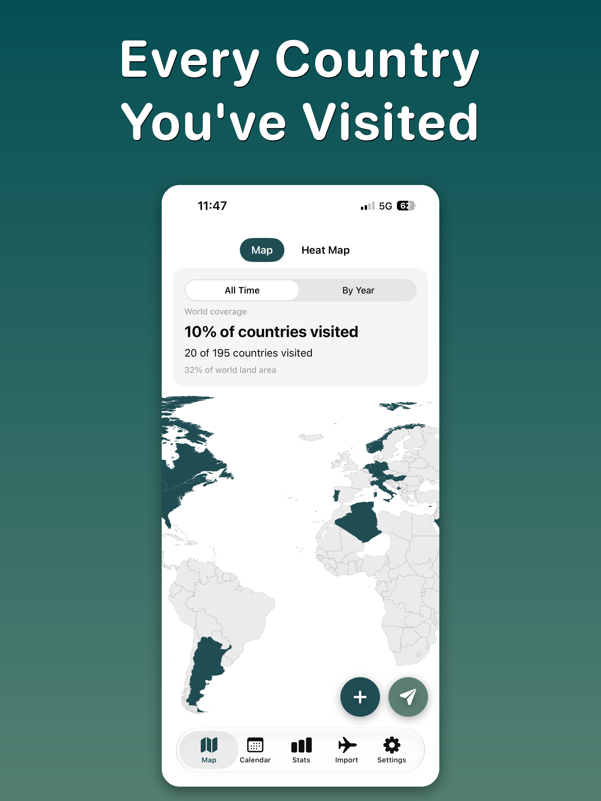 Nomad: Countries visited map screenshot 11