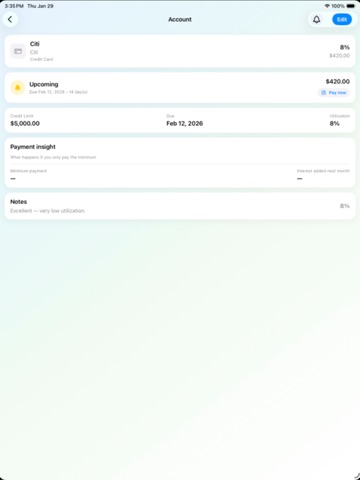PaySmart: Credit Card Tracker iPad screenshot