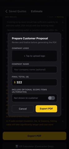 ElecQuote iPhone screenshot