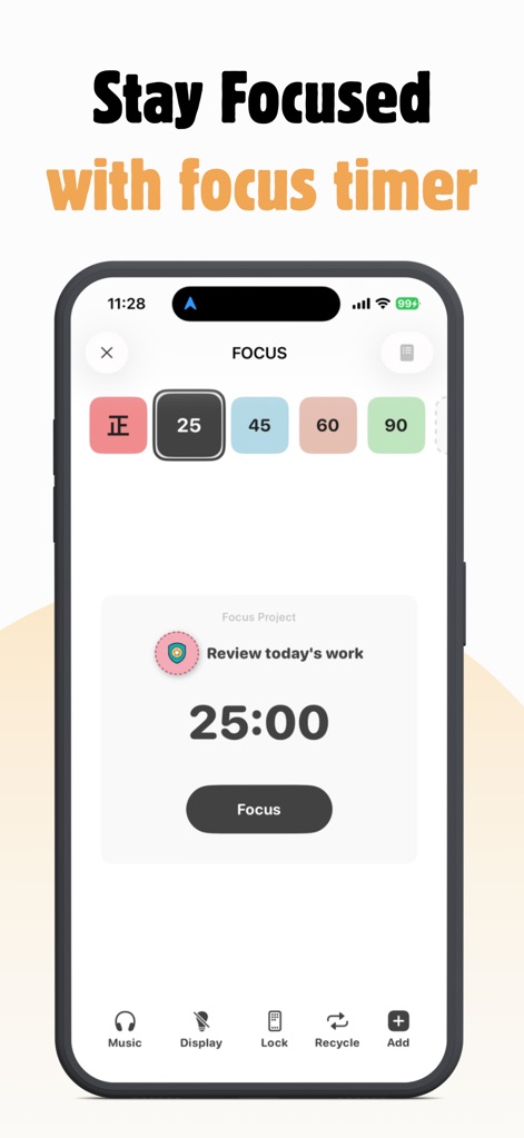 ShineDay: Micro Habit Tracker - This tool integrates a dedicated focus timer with customizable intervals like 25 or 45 minutes, displaying a prominent countdown to help users maintain concentration on tasks.