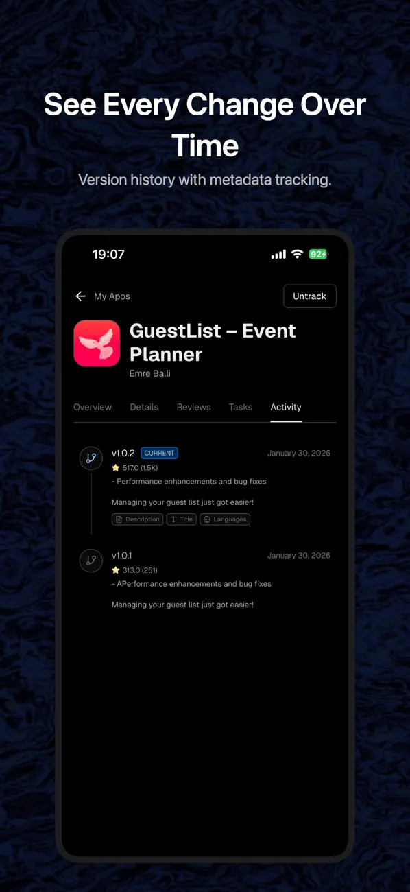 #4. Orer: App Update Tracker (iOS) Ved: Emre Balli