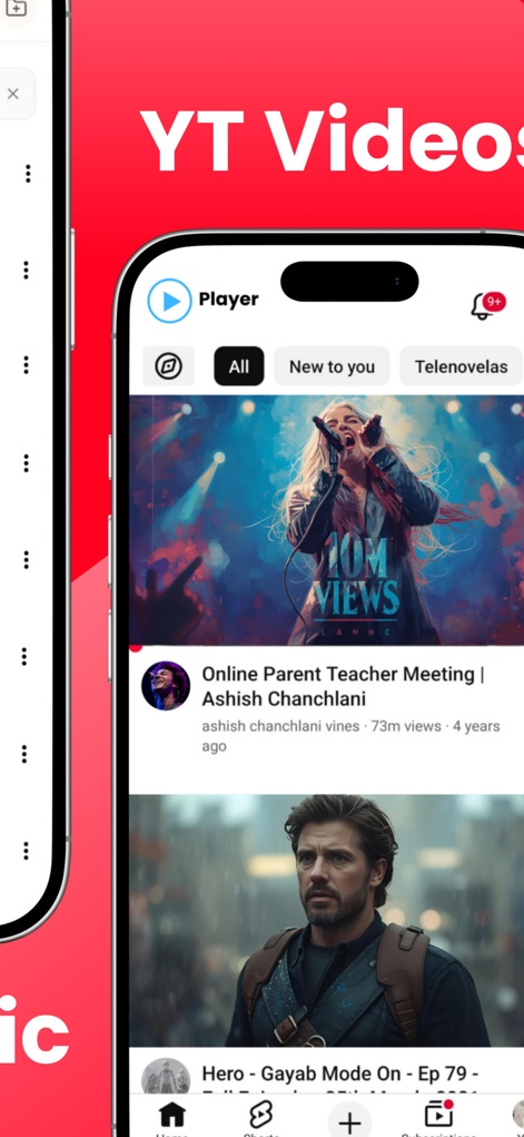Tubidy FM : Music, Song Player - The app provides an integrated video hub, displaying a familiar YouTube-style video feed with clear channel information and categorised browsing options like 'New to you'.
