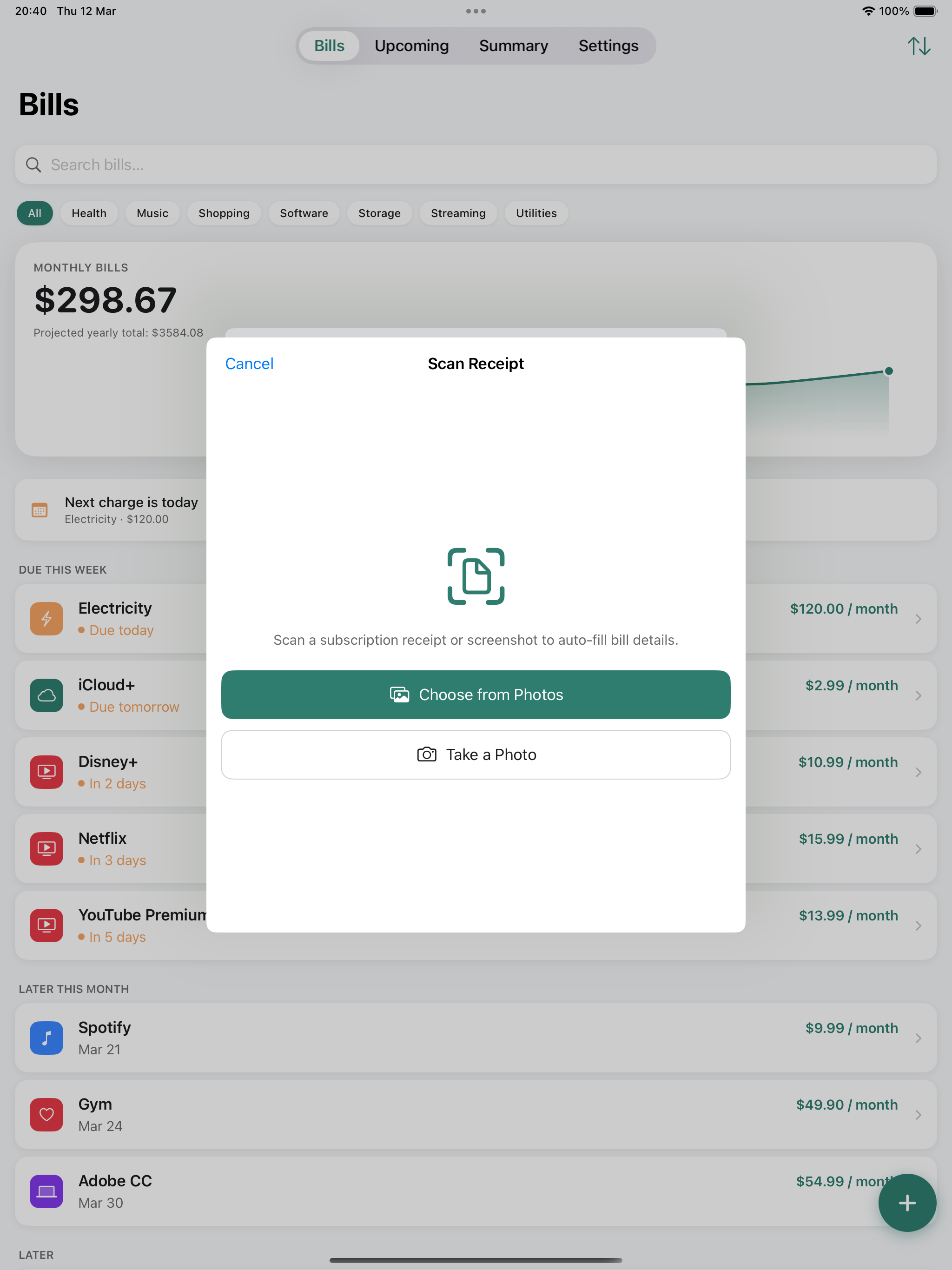 BillTracker: Subscriptions