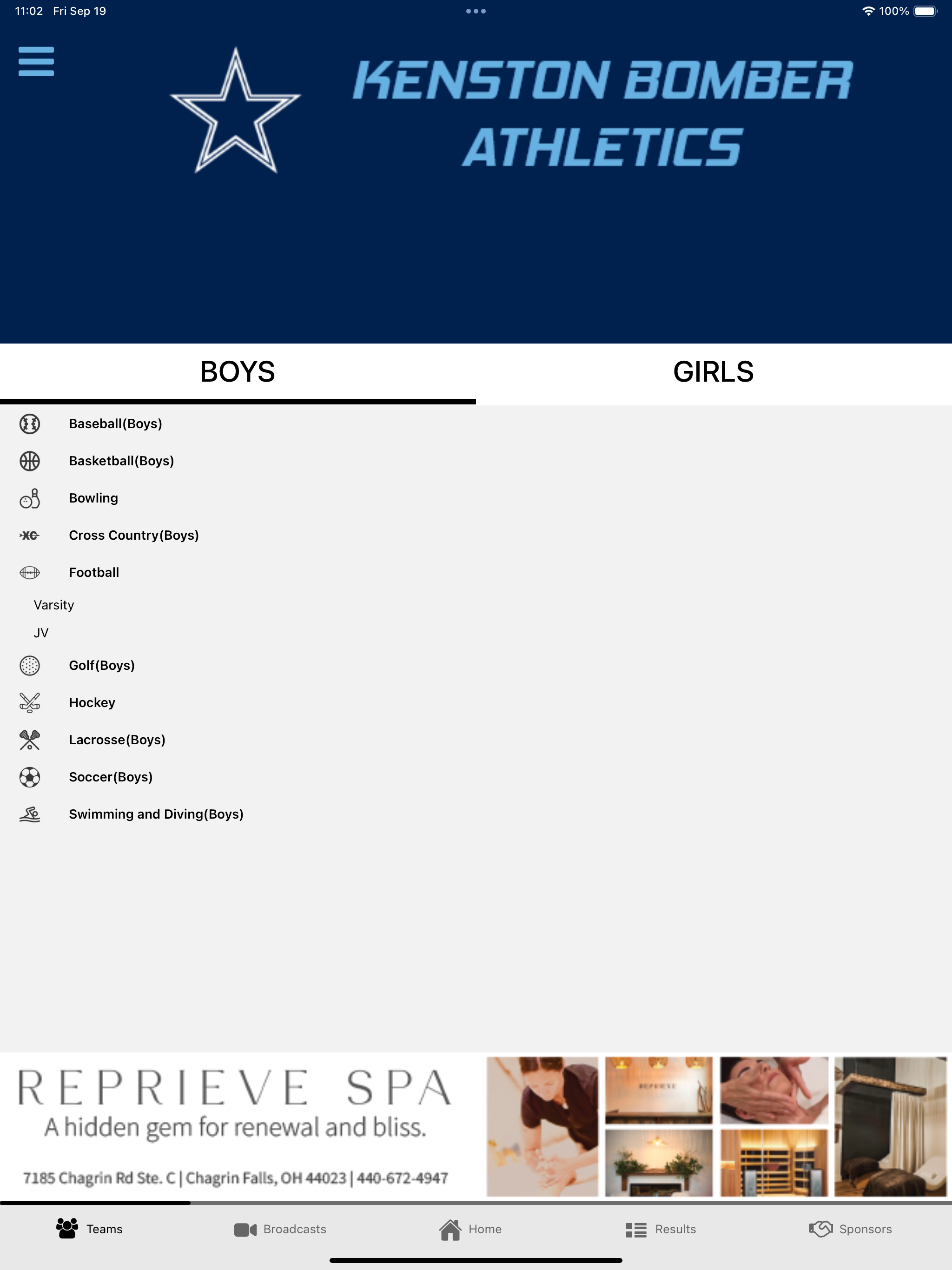 Kenston Bombers Athletics screenshot 13