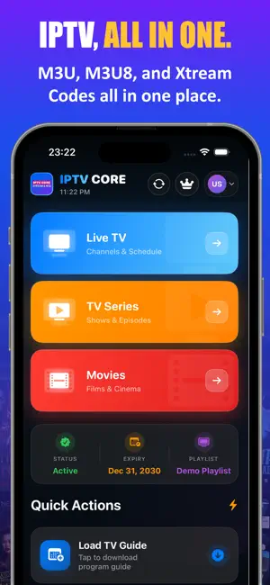 IPTV Core: M3U Xtream Player screenshot 1