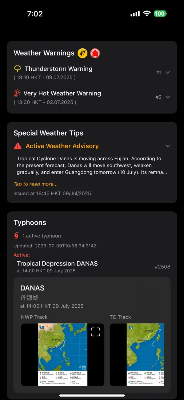 Screenshot #1 pour Hong Kong Warnings